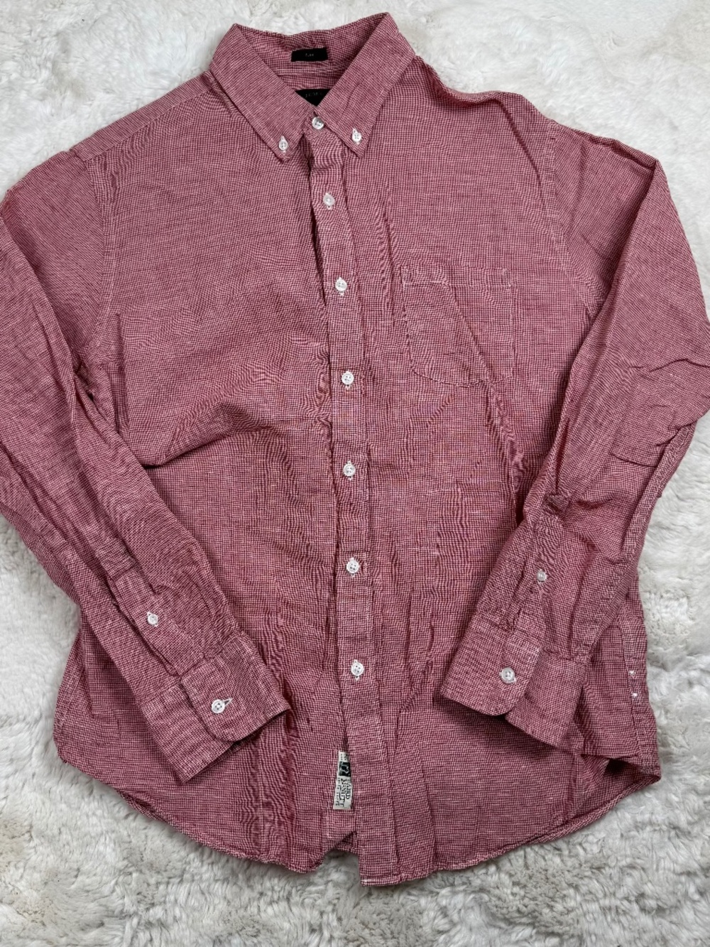 J. Crew Baird McNutt 100% Irish Linen Button Up Red Checkered Men's Slim Fit L